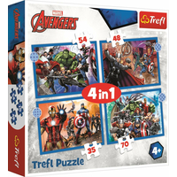 TREFL Puzzle Stateční Avengers 4v1 (35,48,54,70 dílků)