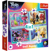 TREFL Puzzle Trollové 2: Světové turné 4v1 (35,48,54,70 dílků)