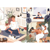 TREFL Puzzle UFT Yoga, Cats & Coffee: Klid v duši 1000 dílků