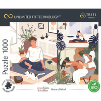 TREFL Puzzle UFT Yoga, Cats & Coffee: Klid v duši 1000 dílků