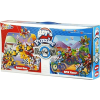 GRAFIX Panoramatické puzzle Závod robotů & Závodníci BMX 2x45 dílků