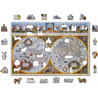 WOODEN CITY Dřevěné puzzle Antická mapa Nova Terrarum 2v1, 505 dílků EKO