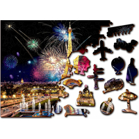 WOODEN CITY Dřevěné puzzle Noční Paříž 2v1, 150 dílků EKO