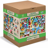 WOODEN CITY Dřevěné puzzle Vánoční sněžítka 2v1, 1010 dílků EKO