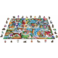 WOODEN CITY Dřevěné puzzle Vánoční sněžítka 2v1, 1010 dílků EKO