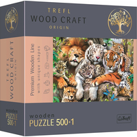 TREFL Wood Craft Origin puzzle Divoké kočky v džungli 501 dílků
