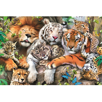 TREFL Wood Craft Origin puzzle Divoké kočky v džungli 501 dílků