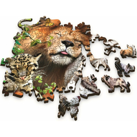 TREFL Wood Craft Origin puzzle Divoké kočky v džungli 501 dílků
