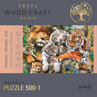 TREFL Wood Craft Origin puzzle Divoké kočky v džungli 501 dílků