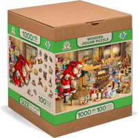 WOODEN CITY Dřevěné puzzle Santova dílna 2v1, 1010 dílků EKO