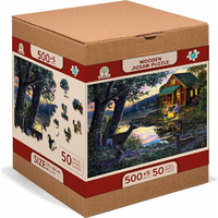 WOODEN CITY Dřevěné puzzle Večer v domě u jezera 2v1, 505 dílků EKO