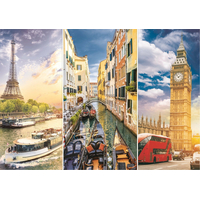 TREFL Puzzle Koláž měst Paříž-Benátky-Londýn 1000 dílků + Podložka pod puzzle