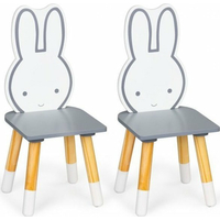 ECOTOYS Dětský dřevěný stůl se dvěma židličkami Zajíček
