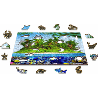 WOODEN CITY Dřevěné puzzle Exotický ostrov pokladů 2v1, 200 dílků EKO