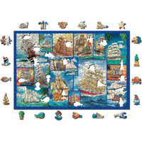 WOODEN CITY Dřevěné puzzle Plachetnice 2v1, 505 dílků EKO