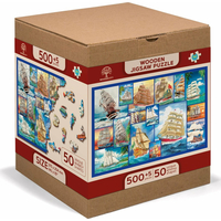 WOODEN CITY Dřevěné puzzle Plachetnice 2v1, 505 dílků EKO