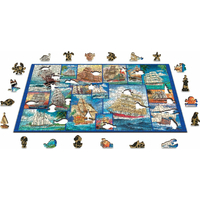 WOODEN CITY Dřevěné puzzle Plachetnice 2v1, 505 dílků EKO