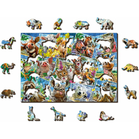 WOODEN CITY Dřevěné puzzle Zvířecí pohlednice 2v1, 200 dílků EKO