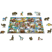 WOODEN CITY Dřevěné puzzle Zvířecí pohlednice 2v1, 200 dílků EKO