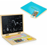 ECOTOYS Dřevěný notebook s magnetickým monitorem - modrý