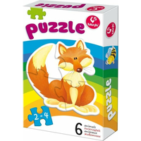 KUKURYKU Baby puzzle Zvířátka 6v1 (2-4 dílky)