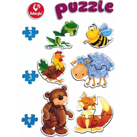 KUKURYKU Baby puzzle Zvířátka 6v1 (2-4 dílky)