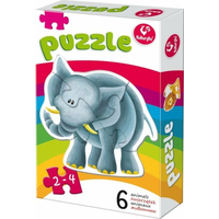 KUKURYKU Baby puzzle Zvířátka ze ZOO 6v1 (2-4 dílky)