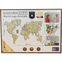 WOODEN CITY Dřevěná mapa se zvířátky velikost M (57x38cm)