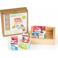 ECOTOYS Dřevěné kostky Zvířátka, 8 kostek