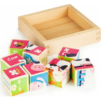 ECOTOYS Dřevěné kostky Zvířátka, 8 kostek