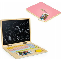 ECOTOYS Dřevěný notebook s magnetickým monitorem - růžový