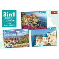 TREFL Puzzle Itálie, Španělsko, Řecko 3x1000 dílků