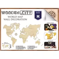 WOODEN CITY Dřevěná mapa světa velikost M (57x38cm)