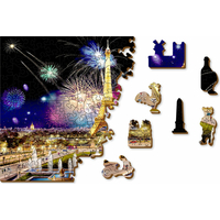 WOODEN CITY Dřevěné puzzle Noční Paříž 2v1, 505 dílků EKO