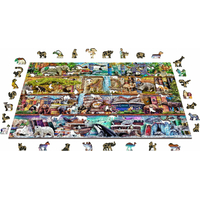 WOODEN CITY Dřevěné puzzle Úžasné království zvířat 2v1, 1010 dílků EKO