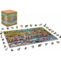 WOODEN CITY Dřevěné puzzle Úžasné království zvířat 2v1, 1010 dílků EKO