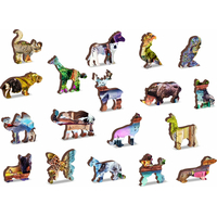 WOODEN CITY Dřevěné puzzle Úžasné království zvířat 2v1, 1010 dílků EKO