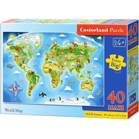 CASTORLAND Puzzle Obrázková mapa světa MAXI 40 dílků