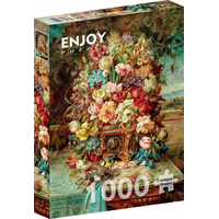 ENJOY Puzzle Květinové zátiší se sýkorkou 1000 dílků