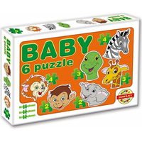 DOHÁNY Baby puzzle Zvířecí hlavičky - safari 6v1 (2-4 dílky)