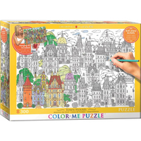 EUROGRAPHICS Color me puzzle Domy ve městě 300 dílků + sada na zavěšení