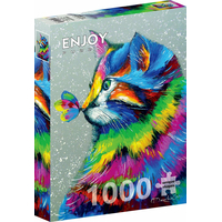 ENJOY Puzzle Krásná kočka a motýl 1000 dílků