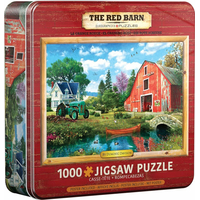 EUROGRAPHICS Puzzle v plechové krabičce Červená stodola 1000 dílků