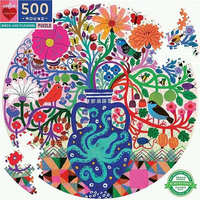 EEBOO Kulaté puzzle Ptáčci s květinami 500 dílků
