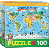 EUROGRAPHICS Puzzle Ilustrovaná mapa světa 100 dílků