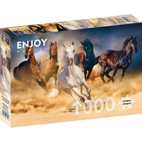 ENJOY Puzzle Koně cválající v poušti 1000 dílků
