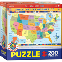 EUROGRAPHICS Puzzle Mapa Spojených států Amerických 200 dílků