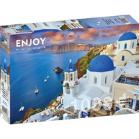 ENJOY Puzzle Santorini - Výhled na lodě, Řecko 1000 dílků