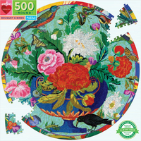 EEBOO Kulaté puzzle Květiny a ptáčci 500 dílků