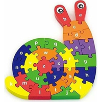 VIGA Dřevěné puzzle Šnek s abecedou